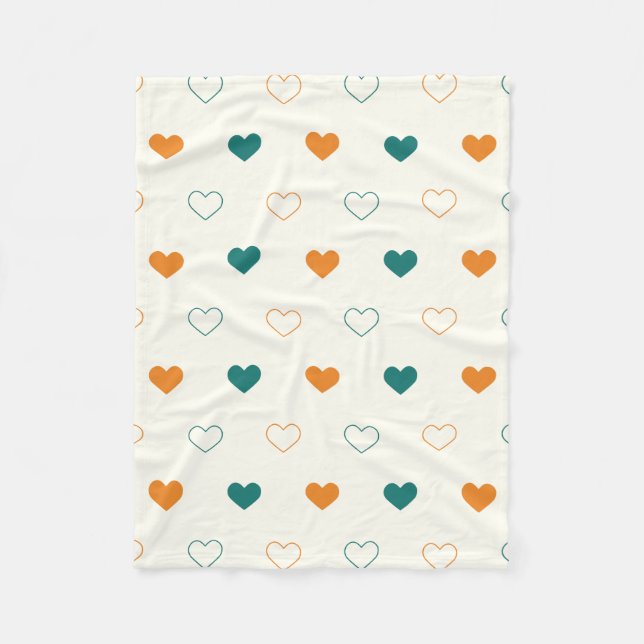 Süße Herzen / grüne Orangencreme Fleecedecke (Vorderseite)