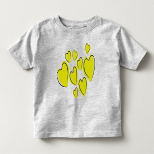 Süße Herzen Handgezeichnet Fett Gelb Romantische K Kleinkind T-shirt