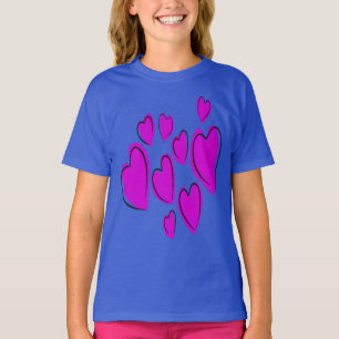 Süße Herzen Handgezeichnet Fett Rosa Romantische K T-Shirt