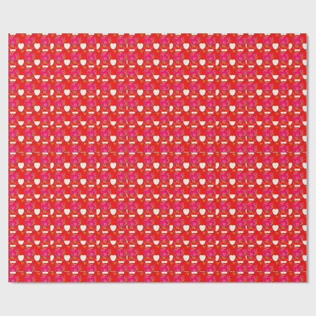 Süße Herzen Muster Geschenkpapier (Flach)