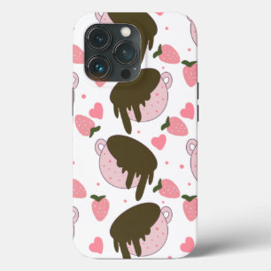 Süße Herzen Schokoladen Erdbeeren Muster Rosa Case-Mate iPhone Hülle