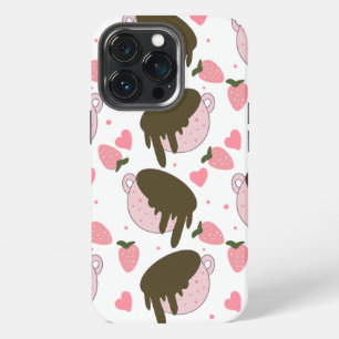 Süße Herzen Schokoladen Erdbeeren Muster Rosa iPhone 13 Pro Hülle