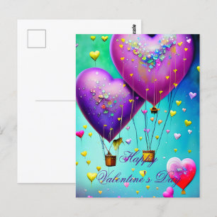 Süße Herzluftballons Valentinstag Postkarte