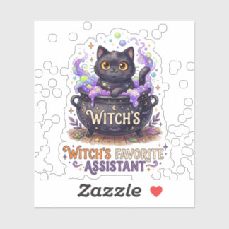 Süße Hexe Lieblingshelfer Schwarze Katze Halloween Aufkleber