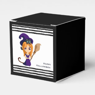 Süße Hexe mit lila Hut Halloween Geschenkschachtel