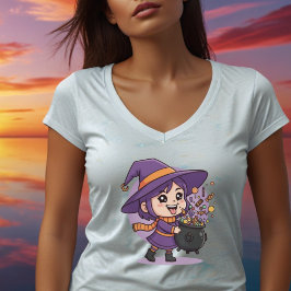 Süße Hexe mit Süßigkeiten - Halloween süßes Design T-Shirt