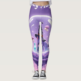 Süße Hexe Schneekugel Leggings Lila