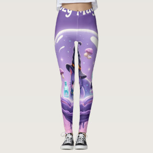 Süße Hexe Schneekugel Leggings Lila