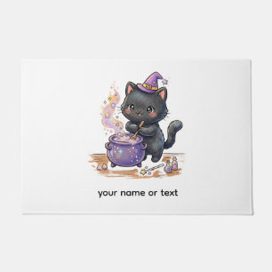 Süße Hexe schwarze Katze braut magischen Trank Hal Fußmatte