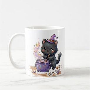 Süße Hexe schwarze Katze braut magischen Trank Hal Kaffeetasse
