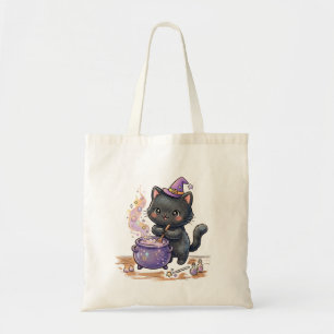 Süße Hexe schwarze Katze braut magischen Trank Hal Tragetasche