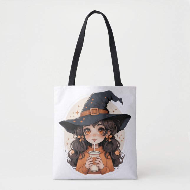 Süße Hexe Tragetasche | Gemütliche Herbst-Ästhetik Tasche (Vorderseite)