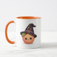Süße Hexen-Pfirsich-Halloween-Tasse