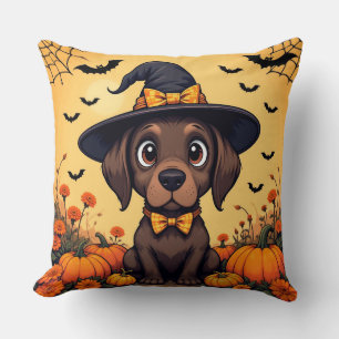 🧙♀️🐾 Süße Hexen-Welpe Gruseliges Halloween Gemü Kissen