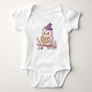 Süße Hexeneule beim Lesen eines Zauberbuchs Hallow Baby Strampler