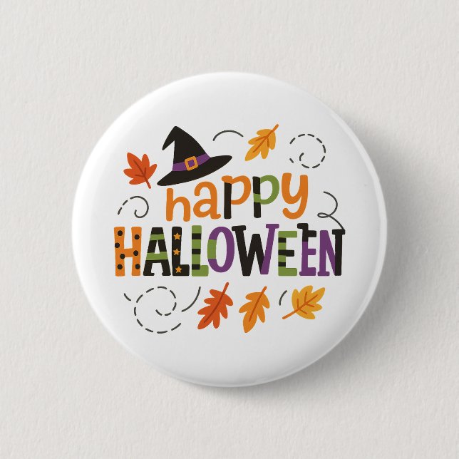 Süße Hexenhüte Frohe Halloween-Party Button (Vorderseite)