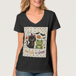 Süße Hexenkatze Frosch Halloween Zu süß zum Grusel T-Shirt