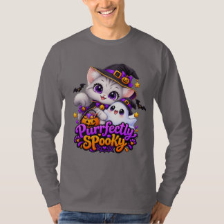 Süße Hexenkatze Halloween Langarm T-Shirt