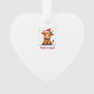 Süße Highland-Babykuh-Weihnachtslichter Frohe & Br Ornament
