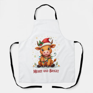 Süße Highland-Babykuh-Weihnachtslichter Frohe & Fr Schürze