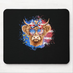 Süße Highland-Kuh 4. Juli USA-Flagge Patriotisch C Mousepad