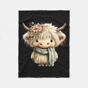 Süße Highland-Kuh Blumen Boho Bauernhof Tier Cowgi Fleecedecke