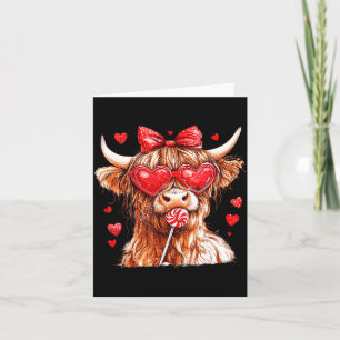 Süße Highland-Kuh Candy Cane Herz Valentinstag Karte