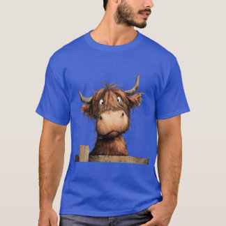 Süße HIGHLAND-KUH-DRUCK SCHOTTISCHER Jack am Zaun T-Shirt