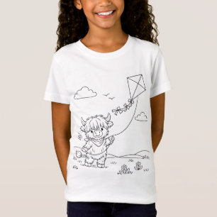 Süße Highland-Kuh fliegt einen Drachen - Zum Ausma T-Shirt