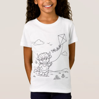 Süße Highland-Kuh fliegt einen Drachen - Zum Ausma T-Shirt