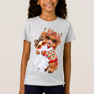Süße Highland-Kuh-Geist-Halloween-Herbst-Kunst T-Shirt