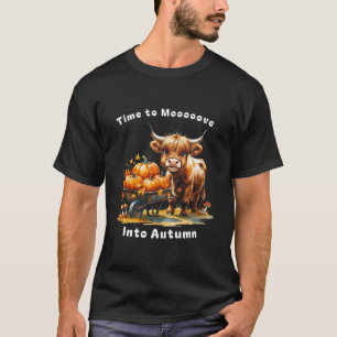 Süße Highland-Kuh Kürbis Herbstlaub Pilze T-Shirt