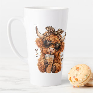 Süße Highland-Kuh Leopardendruck Eiscafé-Liebhaber Milchtasse