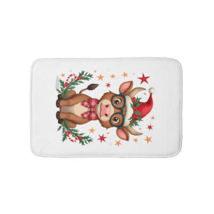 Süße Highland-Kuh-Liebhaber-Santa-Mütze Western We Badematte