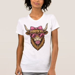 Süße Highland-Kuh mit rosa Herzbrille Vektor_1 T-Shirt