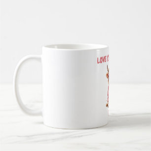 Süße Highland-Kuh Valentins-Herz-Brille Kaffee-Tas Kaffeetasse