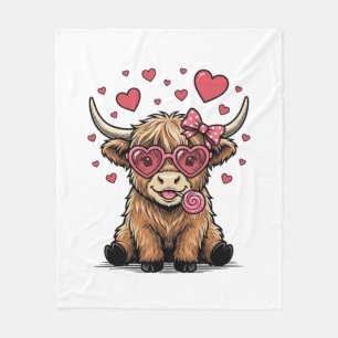 Süße Highland-Kuh-Valentins-Herz-Brille Vektor_1 Fleecedecke