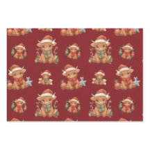 Süße Highland-Kuh-Weihnachts-Geschenkpapier-Bundle