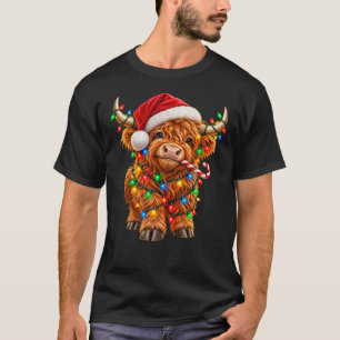 Süße Highland-Kuh-Weihnachtslichter – Weihnachtsku T-Shirt