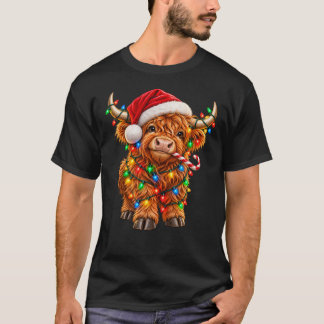 Süße Highland-Kuh-Weihnachtslichter – Weihnachtsku T-Shirt