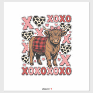 Süße Highland-Kuh XOXO Valentinstag Vintage-Shirt  Aufkleber