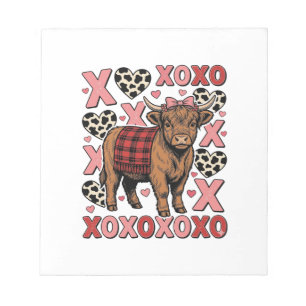 Süße Highland-Kuh XOXO Valentinstag Vintage-Shirt  Notizblock