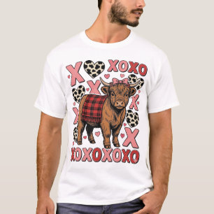 Süße Highland-Kuh XOXO Valentinstag Vintage-Shirt T-Shirt