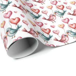 Süße Hochzeit Liebesvögel gekachelt Geschenkpapier