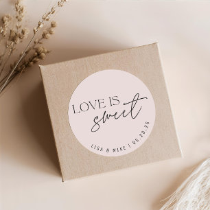 Süße Hochzeitsgunst Pink Love Runder Aufkleber
