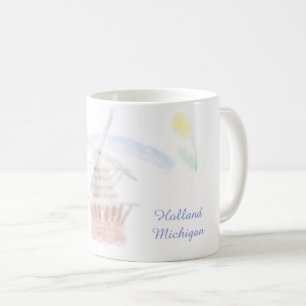 Süße Holland Michigan Windmühle in Aquarell Kaffeetasse