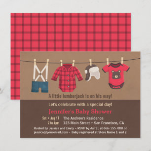 Süße Holzfäller-Karo-Kleidung Baby Shower Einladun Einladung