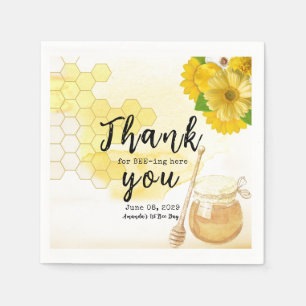 Süße Honig mit Blume erste Biene Geburtstag Serviette