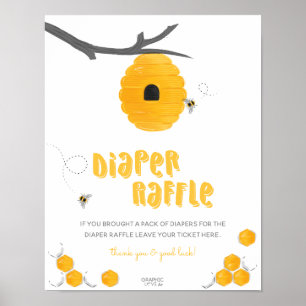 Süße Honigbiene Baby Shower Windel-Raffle-Schild Poster