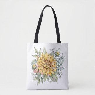 Süße Honigbiene Sonnenblume Wasserfarbe Garten Tra Tasche